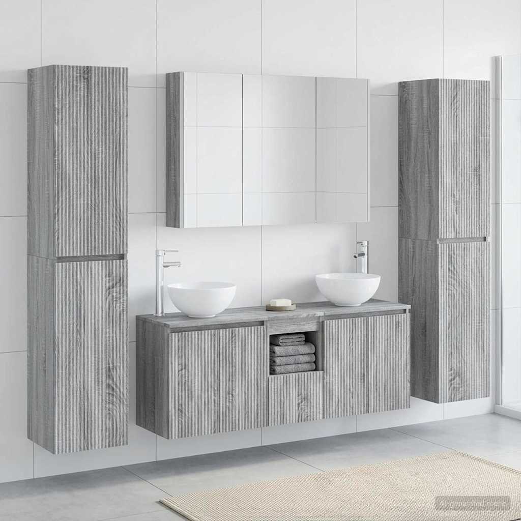 Komplet pohištva za kopalnico 6 pcs Siva Sonoma
