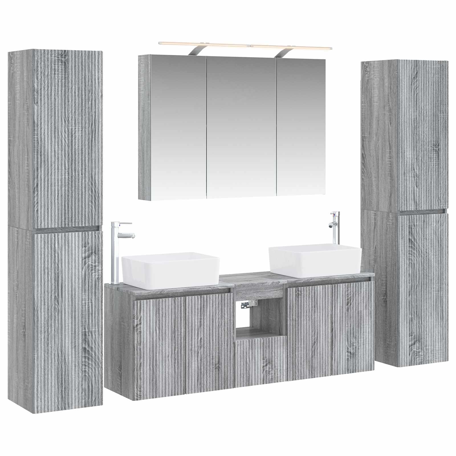 Komplet pohištva za kopalnico 6 pcs Siva Sonoma - slika 2