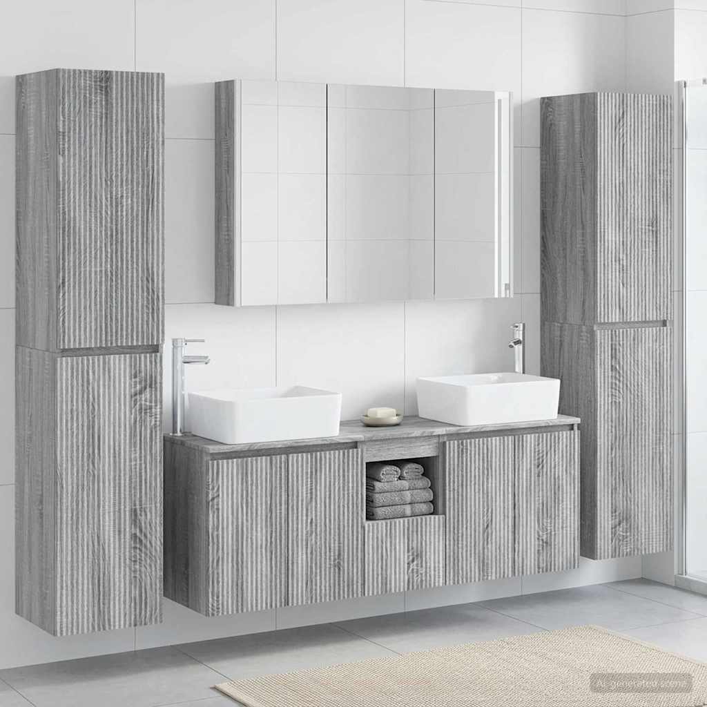 Komplet pohištva za kopalnico 6 pcs Siva Sonoma