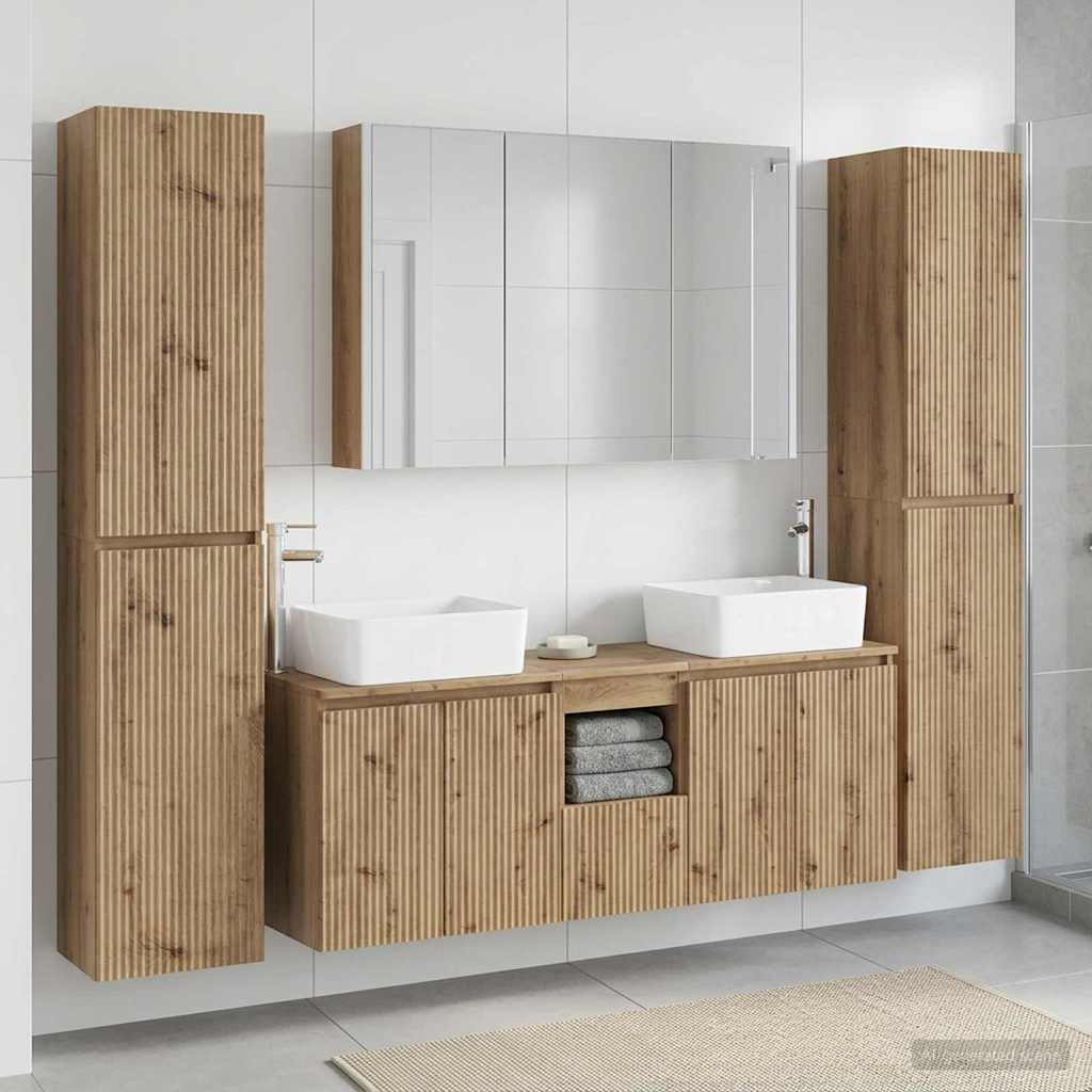 Vannitoa mööbleset 6 pcs Artisan tamm Tehispuit ja klaas