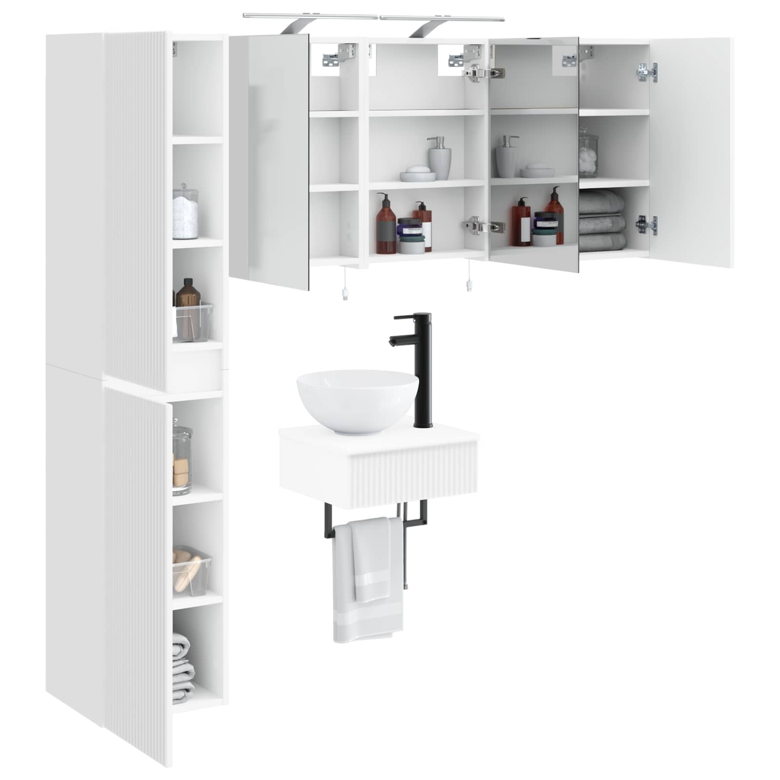 Komplet pohištva za kopalnico 5 pcs Bela - slika 2
