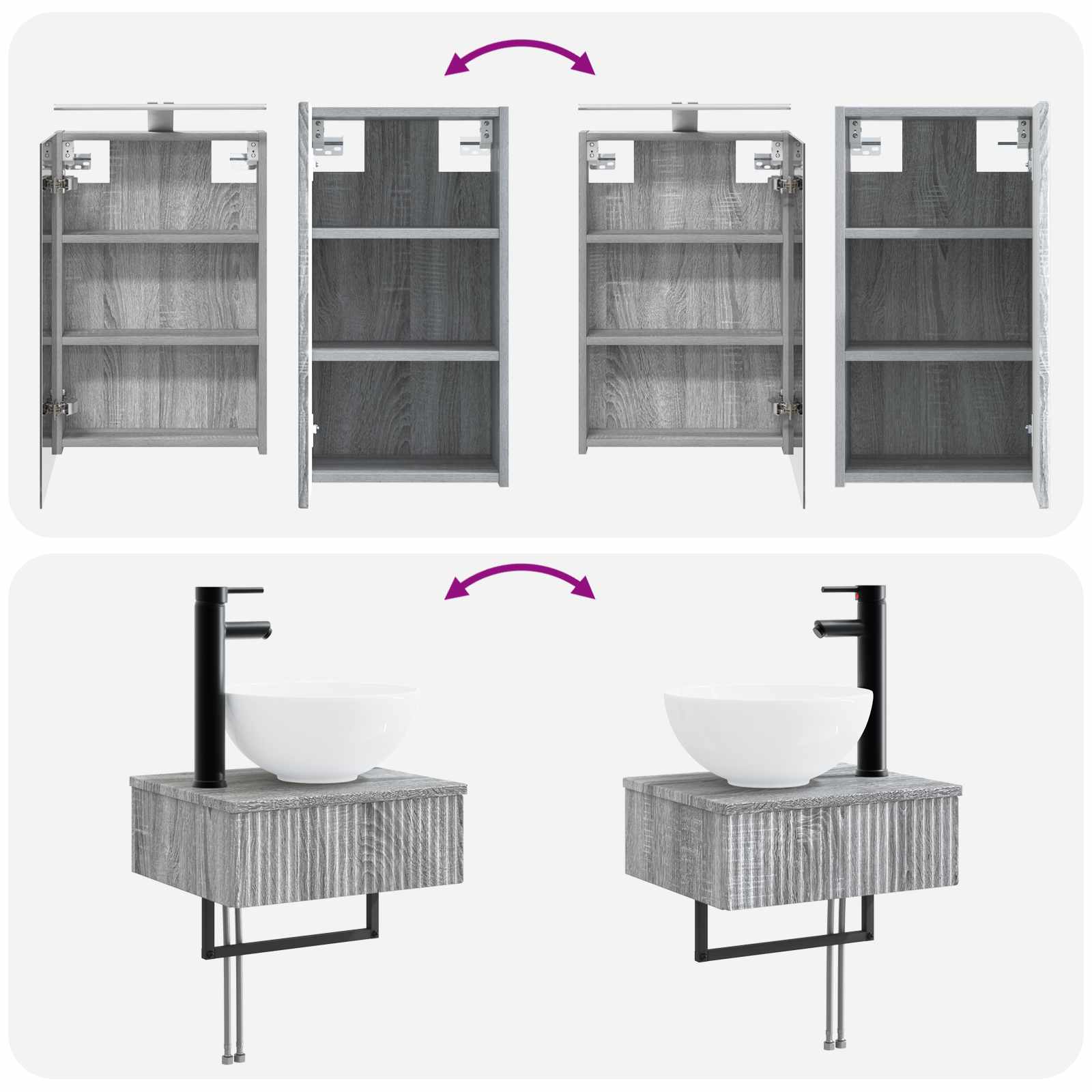 Komplet pohištva za kopalnico 5 pcs Siva Sonoma - slika 12