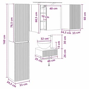 Sada koupelnového nábytku 5 pcs Šedý Sonoma - obrázek 15