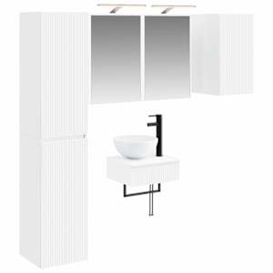 Sada koupelnového nábytku 5 pcs Bílá Kompozitní dřevo a sklo - obrázek 2