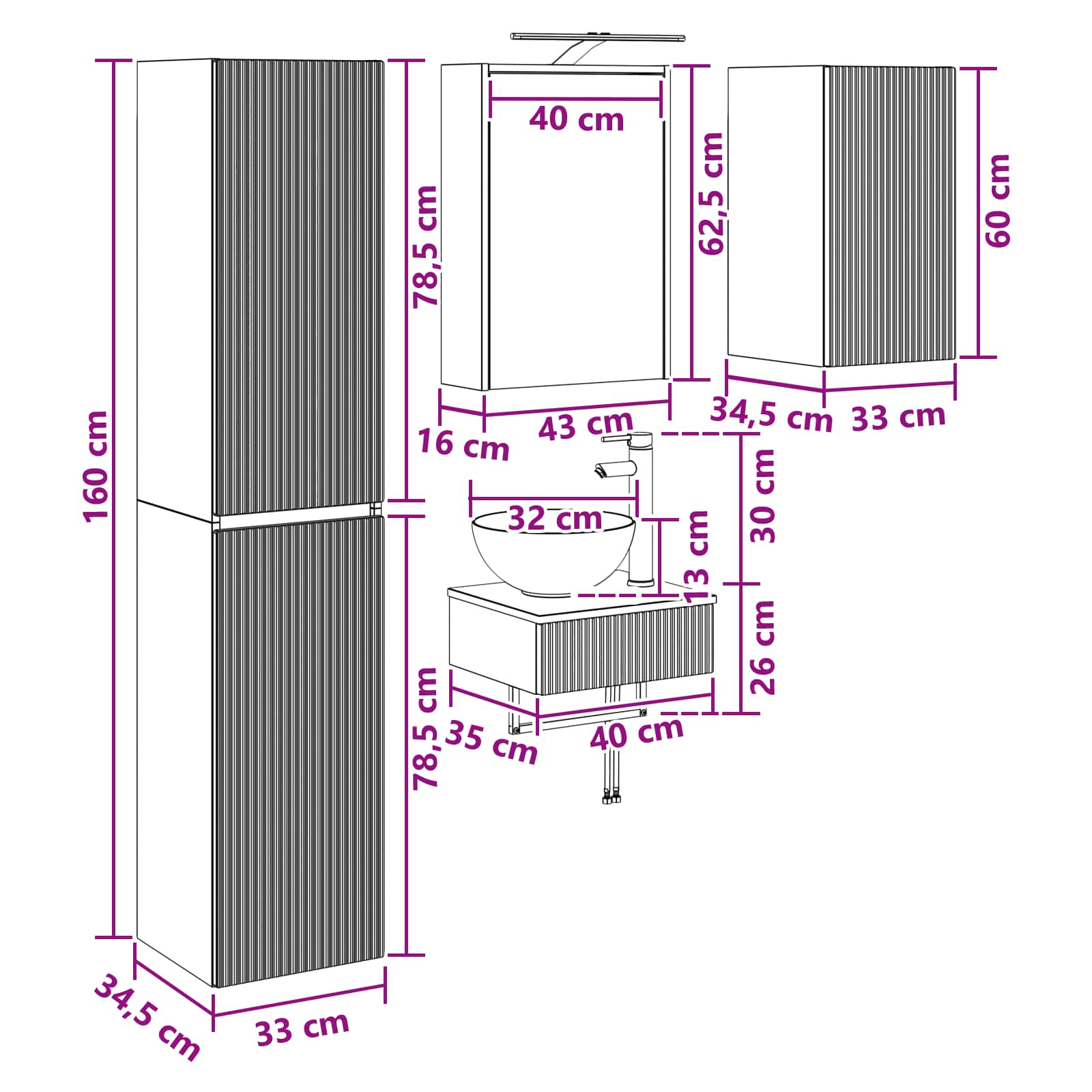Komplet pohištva za kopalnico 5 pcs Sonoma hrast - slika 13
