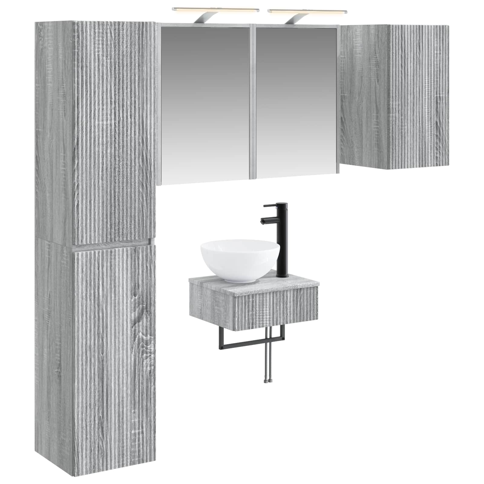 Komplet pohištva za kopalnico 5 pcs Siva Sonoma