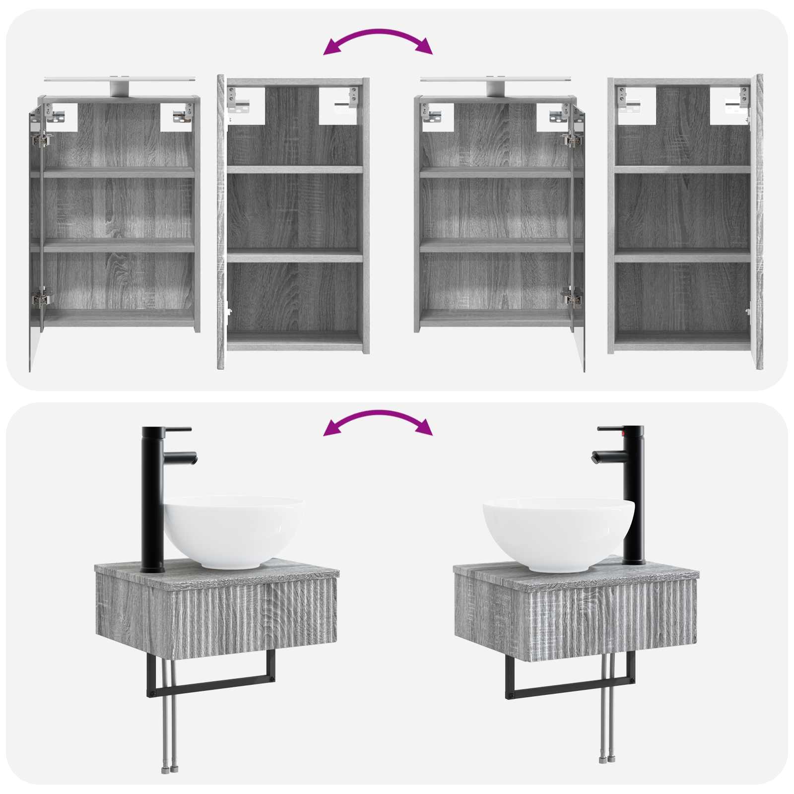Komplet pohištva za kopalnico 5 pcs Siva Sonoma - slika 12