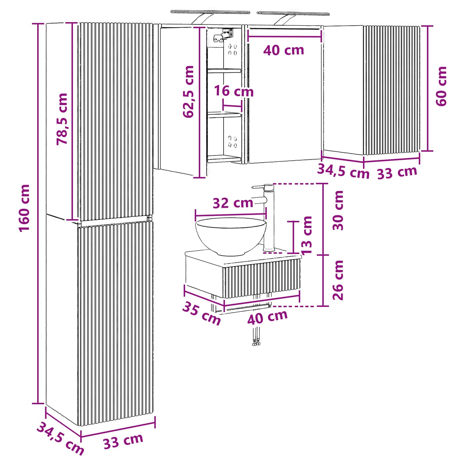 Komplet pohištva za kopalnico 5 pcs Star les - slika 13