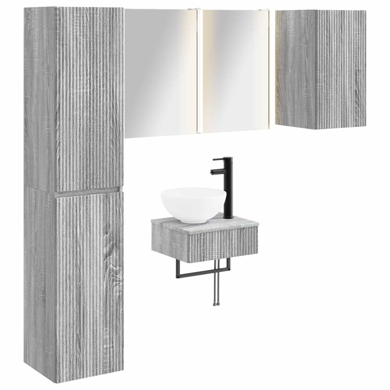 Komplet pohištva za kopalnico 5 pcs Siva Sonoma