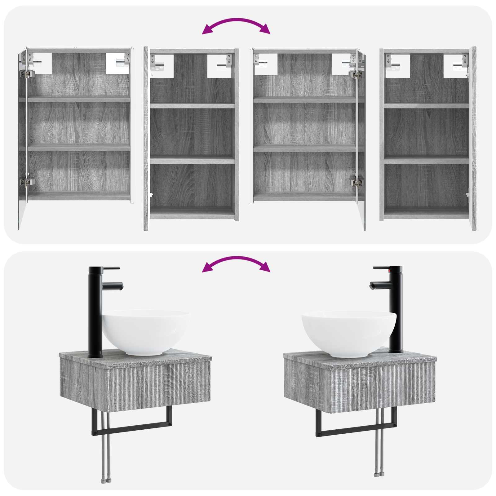 Komplet pohištva za kopalnico 5 pcs Siva Sonoma - slika 12