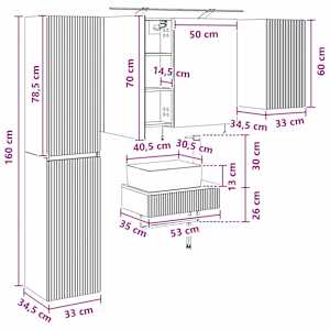 Sada koupelnového nábytku 5 pcs Kouřový dub - obrázek 15