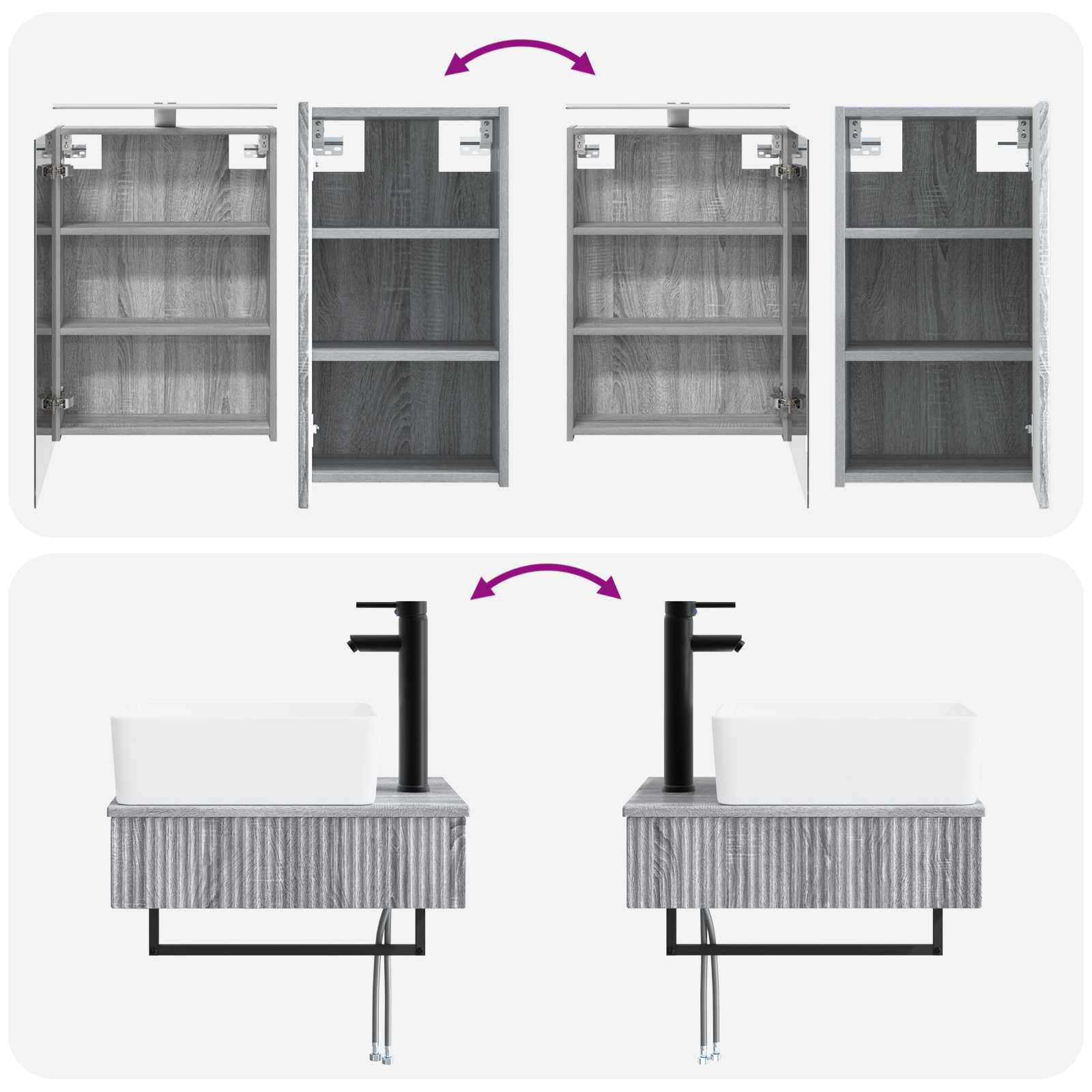 Komplet pohištva za kopalnico 5 pcs Siva Sonoma - slika 12