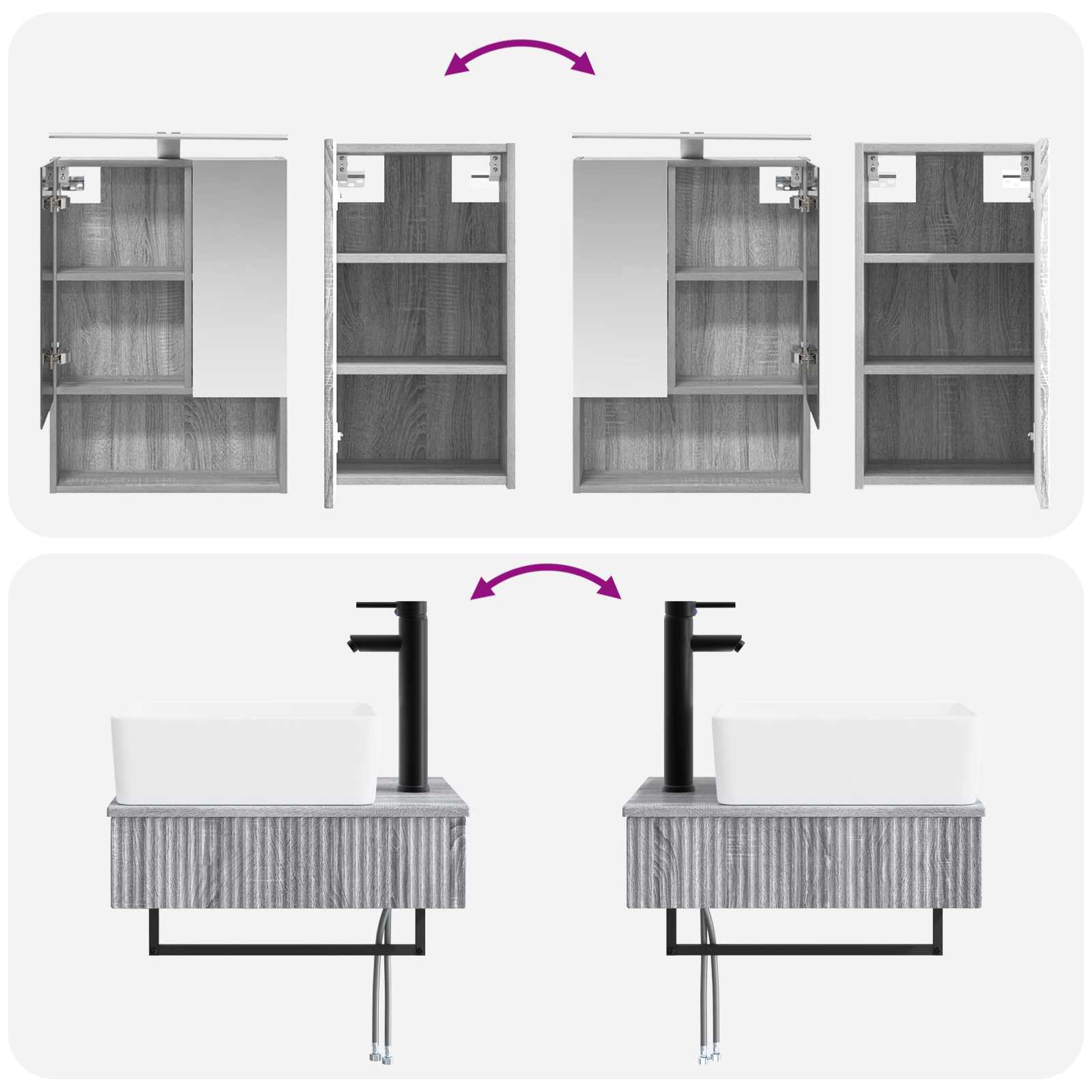 Komplet pohištva za kopalnico 5 pcs Siva Sonoma - slika 12