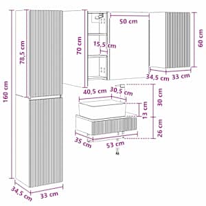Sada koupelnového nábytku 5 pcs Kouřový dub - obrázek 15
