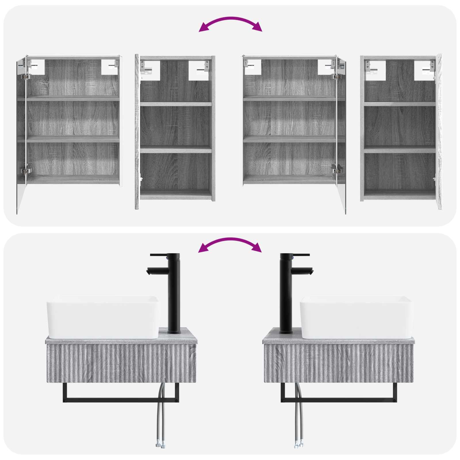 Komplet pohištva za kopalnico 5 pcs Siva Sonoma - slika 12