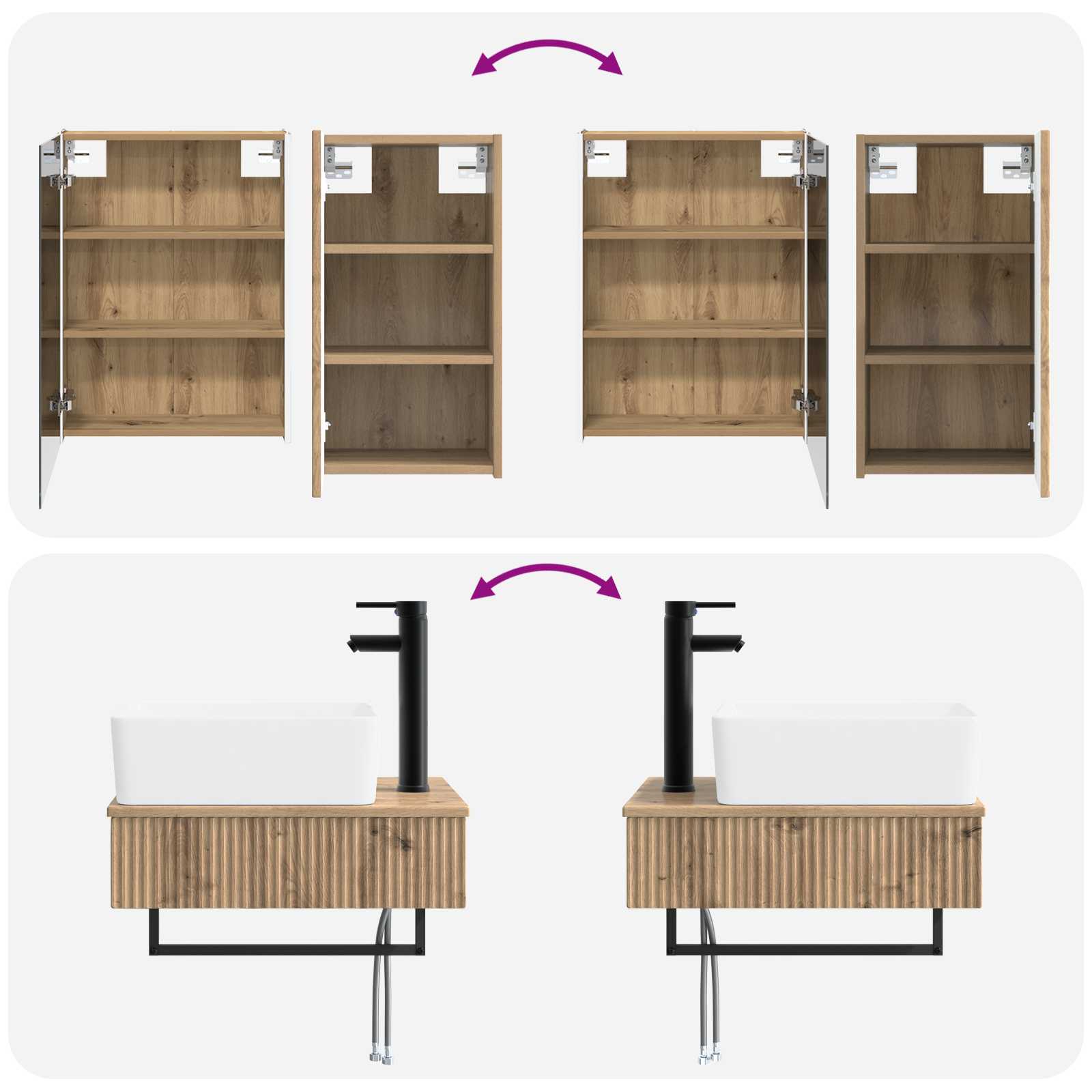 Komplet pohištva za kopalnico 5 pcs Artisan hrast - slika 12