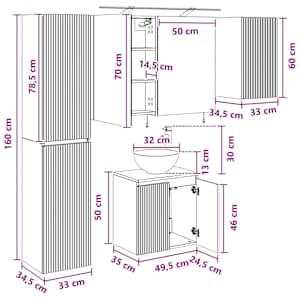 Sada koupelnových skříněk 5 pcs Bílá 50 x 14,5 x 70 cm - obrázek 15