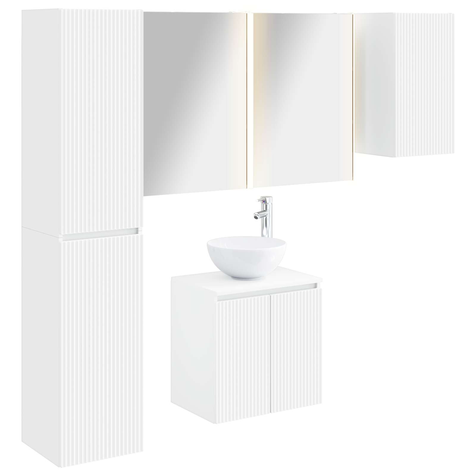  Σετ Ντουλαπιών Μπάνιου 5 pcs Λευκό 53 x 15,5 x 70 εκ. V-3407303
