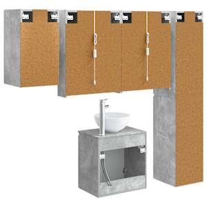 Sada koupelnových skříněk 5 pcs Betonově šedá 53 x 15,5 x 70 cm - obrázek 9