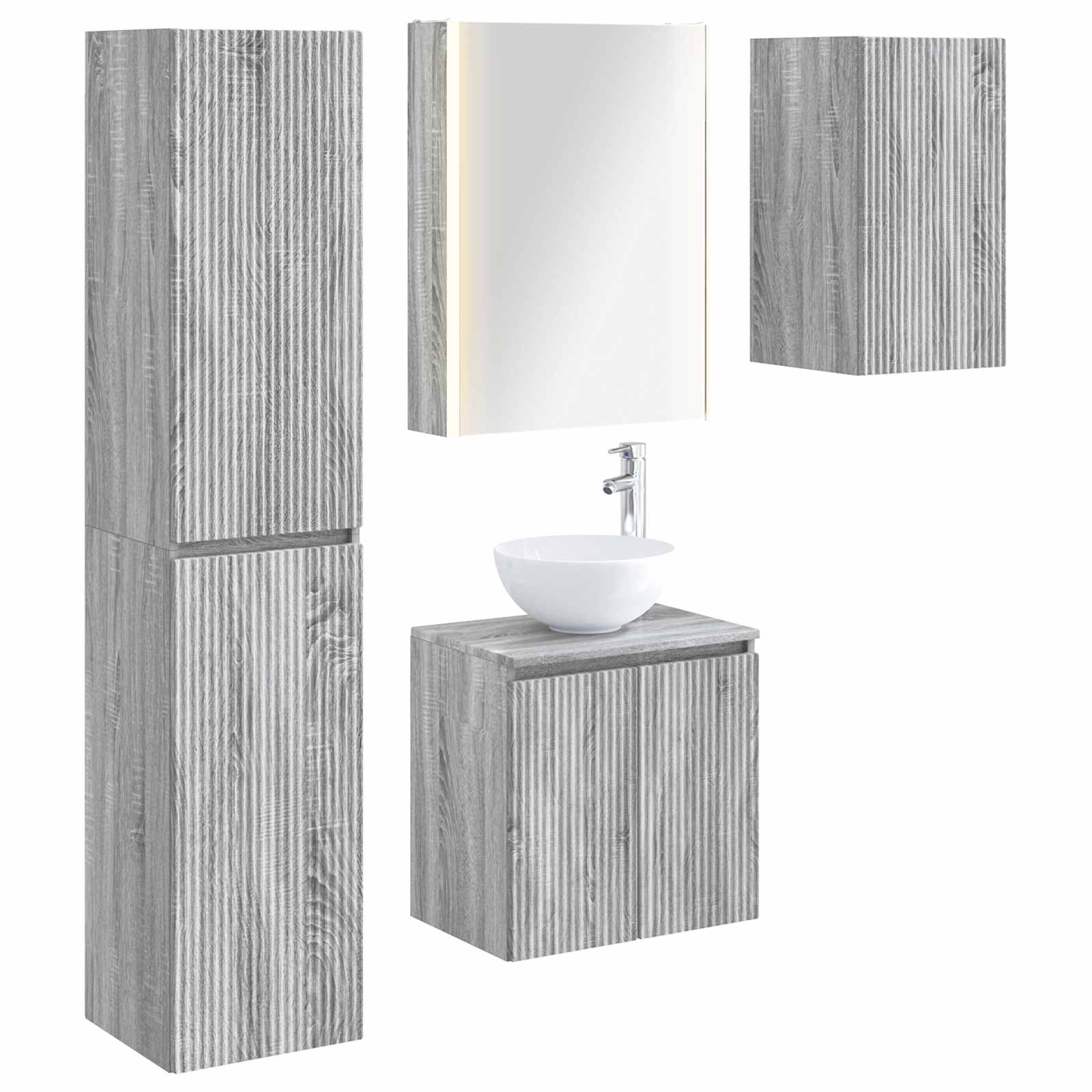  Σετ Ντουλαπιών Μπάνιου 5 pcs Γκρι Sonoma 53 x 15,5 x 70 εκ. V-3407308