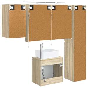 Sada koupelnových skříněk 5 pcs Dub sonoma 50 x 14,5 x 70 cm - obrázek 9