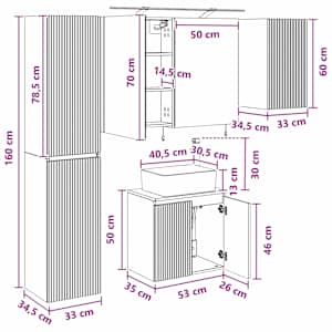 Sada koupelnových skříněk 5 pcs Dub sonoma 50 x 14,5 x 70 cm - obrázek 15
