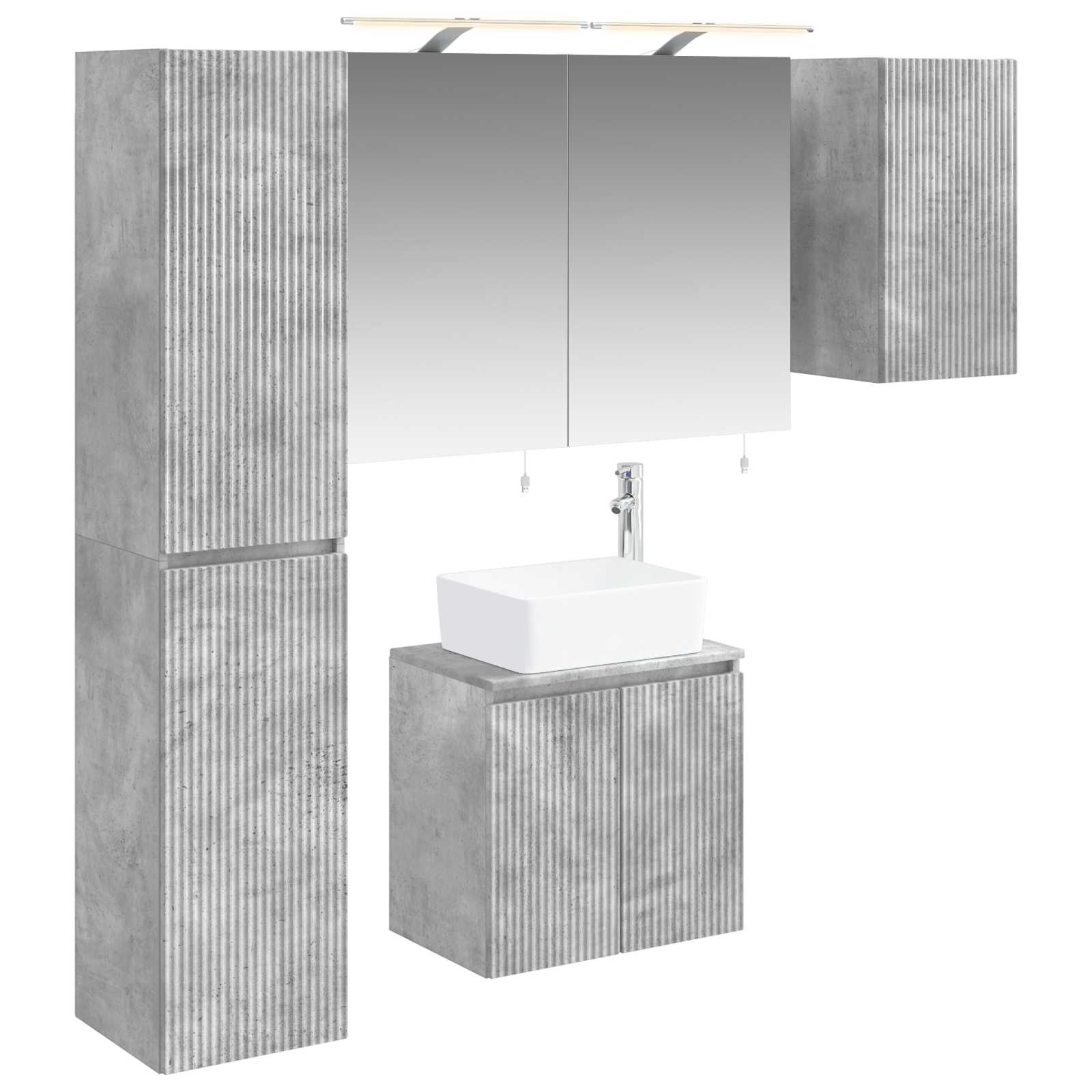 Badkamerkastenset 5 pcs Betongrijs 50 x 14,5 x 70 cm