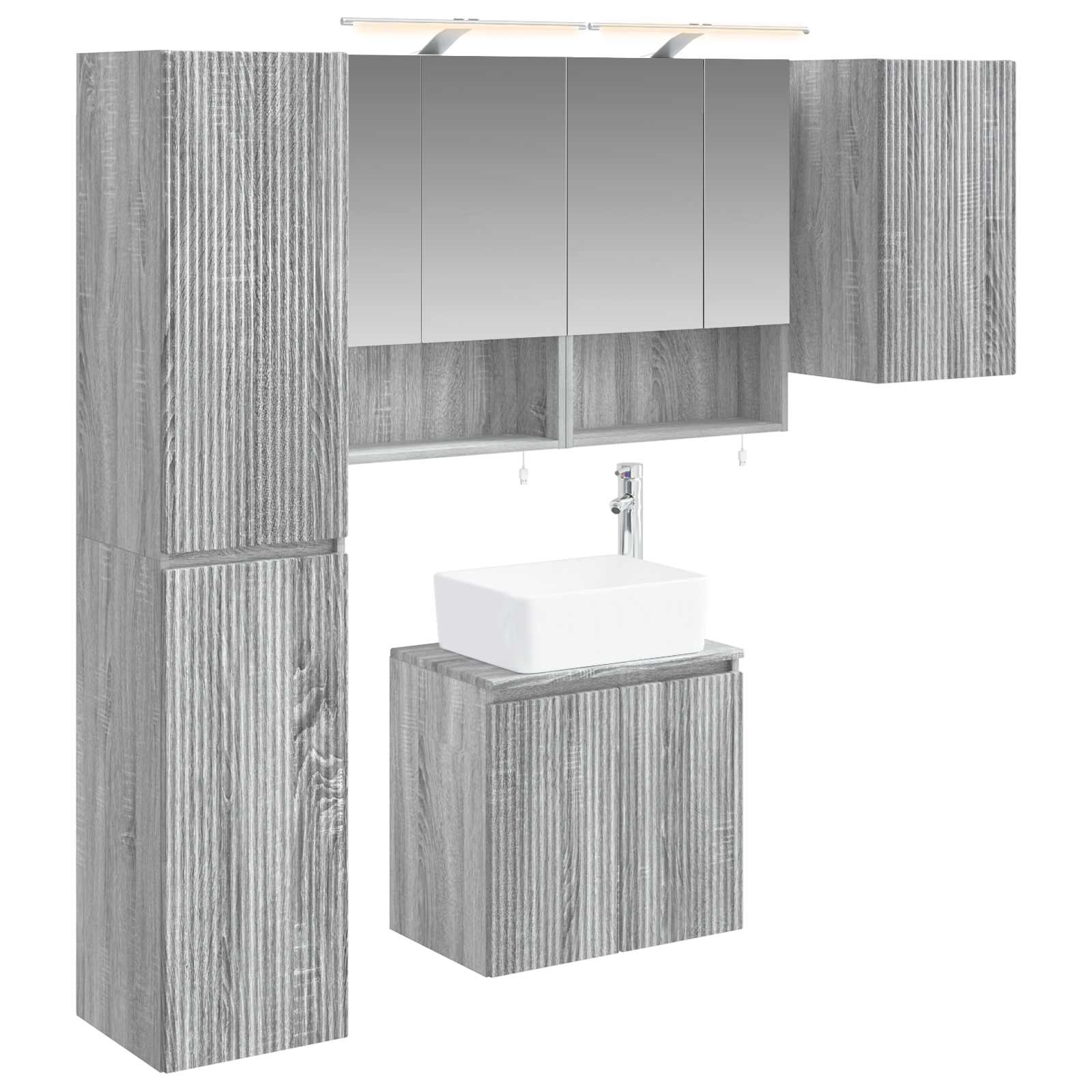  Σετ Ντουλαπιών Μπάνιου 5 pcs Γκρι Sonoma 50 x 14,5 x 70 εκ V-3407324