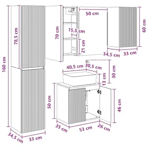 Sada koupelnových skříněk 5 pcs Bílá 53 x 15,5 x 70 cm - obrázek 15