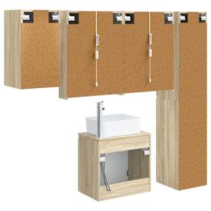 Sada koupelnových skříněk 5 pcs Dub sonoma 53 x 15,5 x 70 cm - obrázek 9