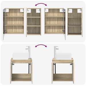Sada koupelnových skříněk 5 pcs Dub sonoma 53 x 15,5 x 70 cm - obrázek 14