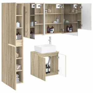 Sada koupelnových skříněk 5 pcs Dub sonoma 53 x 15,5 x 70 cm - obrázek 3
