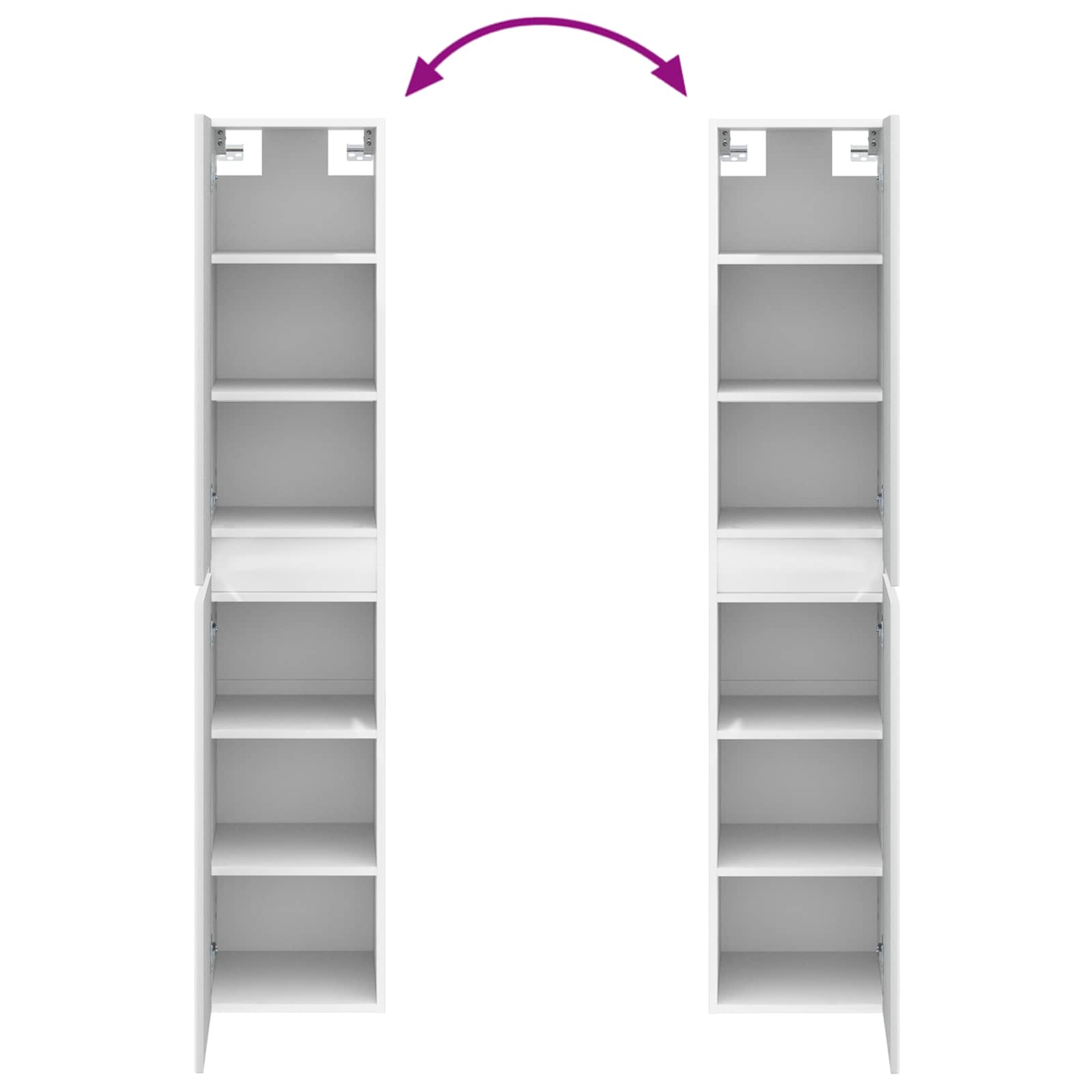 Badkamerkastenset 5 pcs Wit 40 x 10,5 x 60,5 cm Bewerkt hout - Afbeelding 11