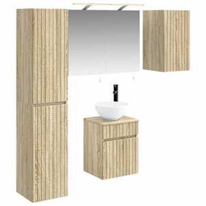 Sada koupelnových skříněk 5 pcs Dub sonoma 40 x 10,5 x 60,5 cm - obrázek 2