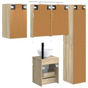 Sada koupelnových skříněk 5 pcs Dub sonoma 40 x 10,5 x 60,5 cm - obrázek 9