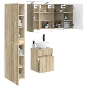 Sada koupelnových skříněk 5 pcs Dub sonoma 40 x 10,5 x 60,5 cm - obrázek 3
