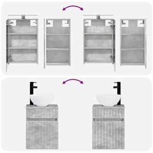 Sada koupelnových skříněk 5 pcs Betonově šedá - obrázek 14