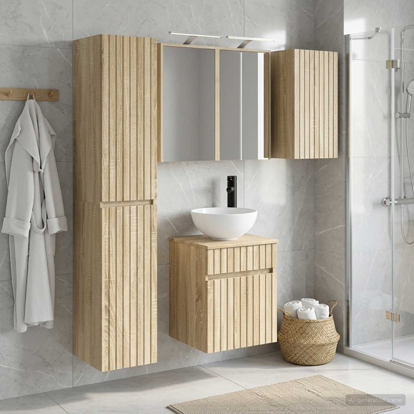 Badkamerkastenset 5 pcs Sonoma Eiken 43 x 16 x 62,5 cm - Afbeelding 4