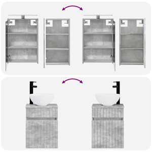 Sada koupelnových skříněk 5 pcs Betonově šedá 43 x 16 x 62,5 cm - obrázek 13