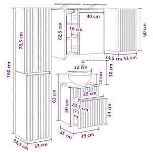 Sada koupelnových skříněk 5 pcs Betonově šedá 43 x 16 x 62,5 cm - obrázek 14
