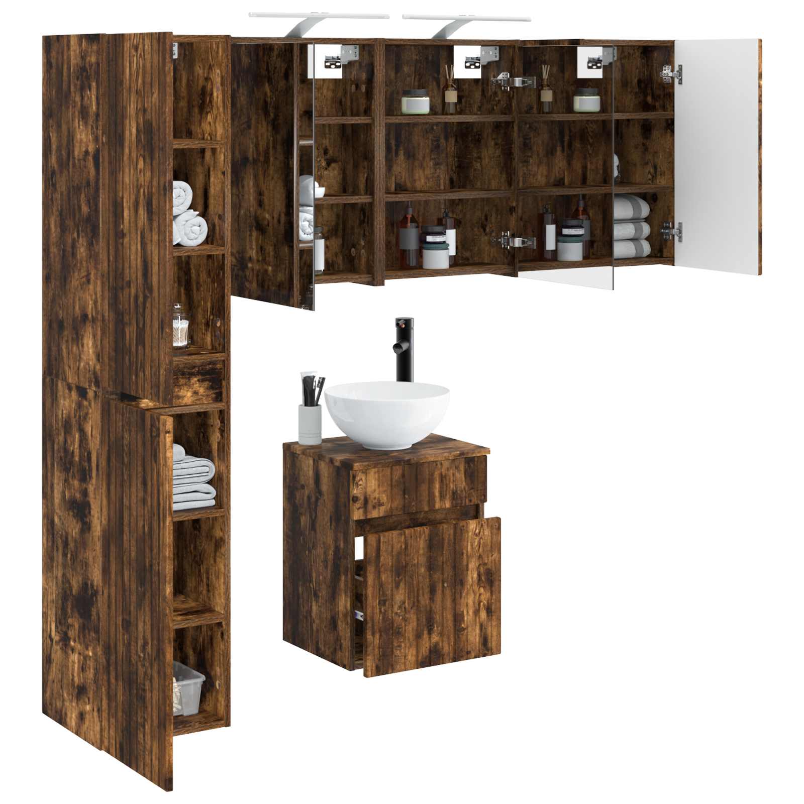Комплект шкафове за баня 5 pcs Опушен дъб 43 x 16 x 62,5 см – изображение 2