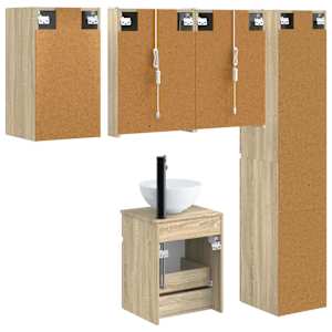 Sada koupelnových skříněk 5 pcs Dub sonoma 43 x 11,5 x 60,5 cm - obrázek 9