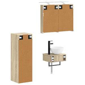 Sada koupelnových skříněk 4 pcs Dub sonoma 40 x 10,5 x 60,5 cm - obrázek 3