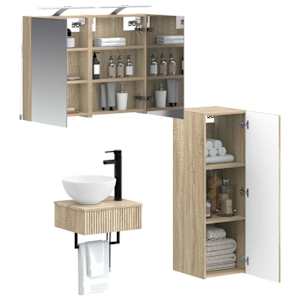 Sada koupelnových skříněk 4 pcs Dub sonoma 40 x 10,5 x 60,5 cm - obrázek 2