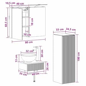 Sada koupelnových skříněk 4 pcs Dub sonoma 40 x 10,5 x 60,5 cm - obrázek 10