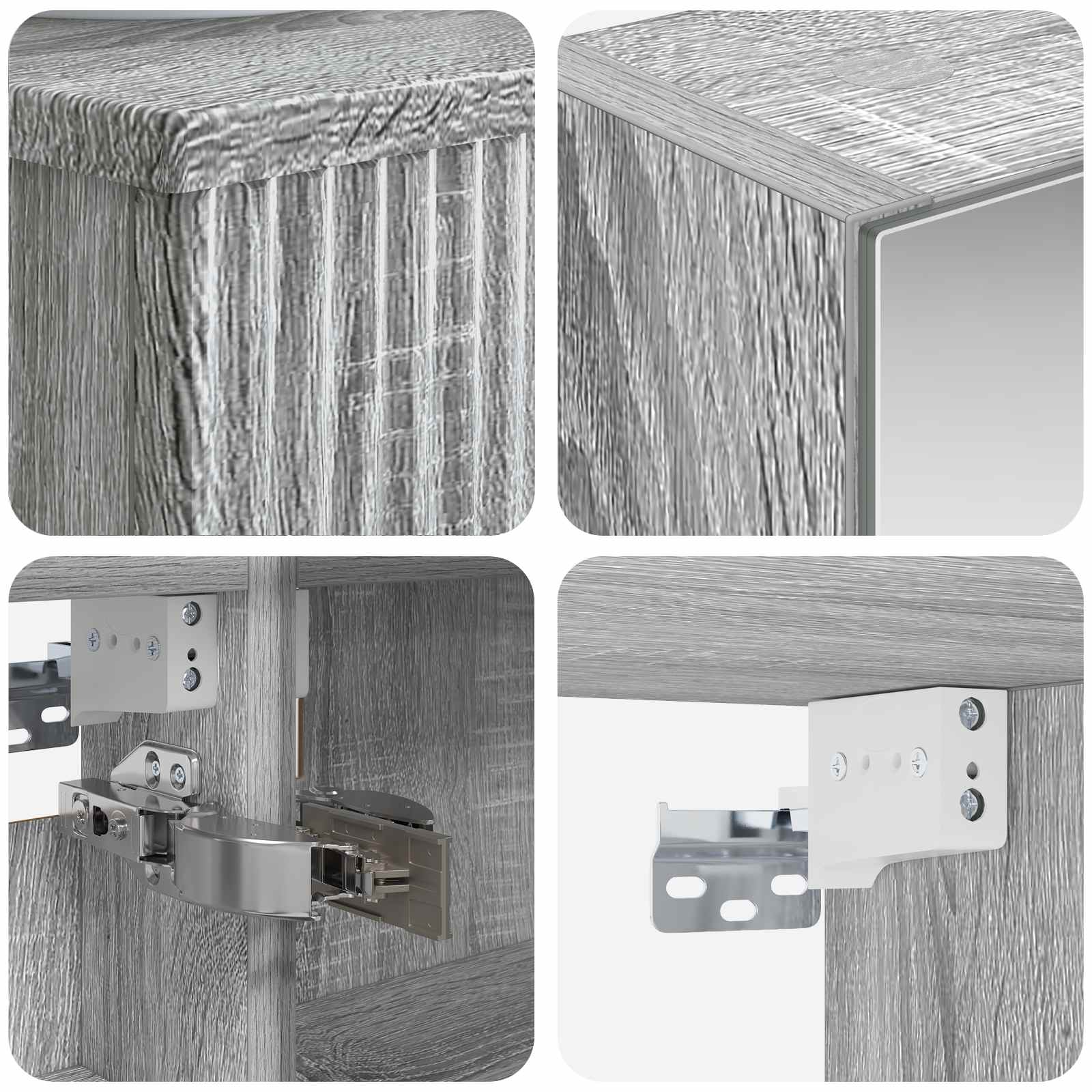 Комплект шкафове за баня 4 pcs Сив Сонома 40 x 10,5 x 60,5 см – изображение 4