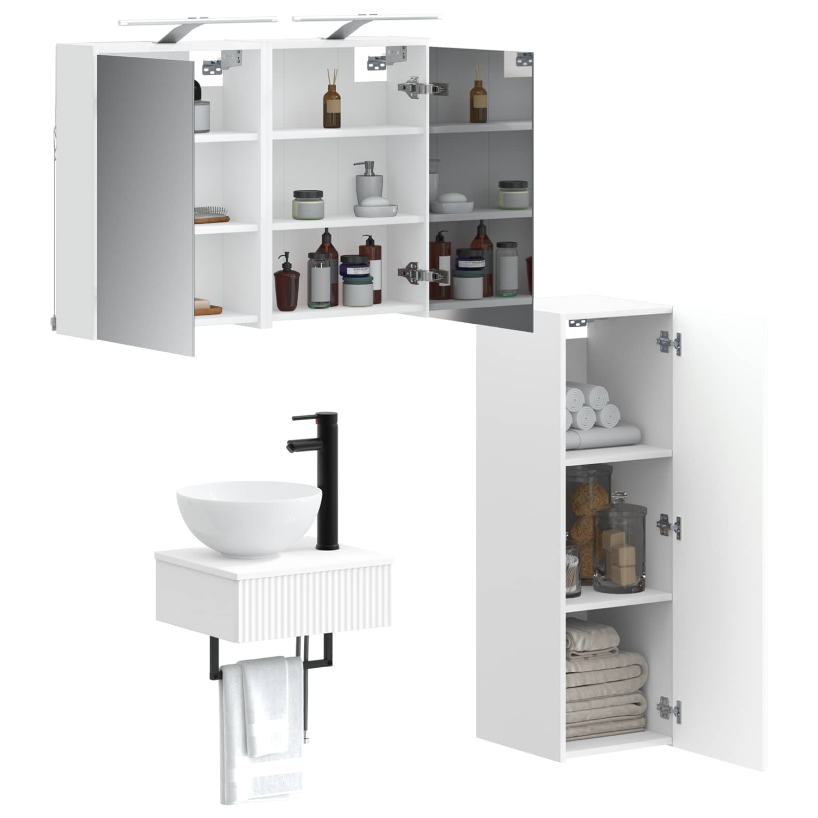 Комплект шкафове за баня 4 pcs Бяло 43 x 16 x 62,5 см – изображение 2