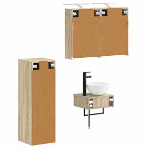 Sada koupelnových skříněk 4 pcs Dub sonoma 43 x 16 x 62,5 cm - obrázek 3