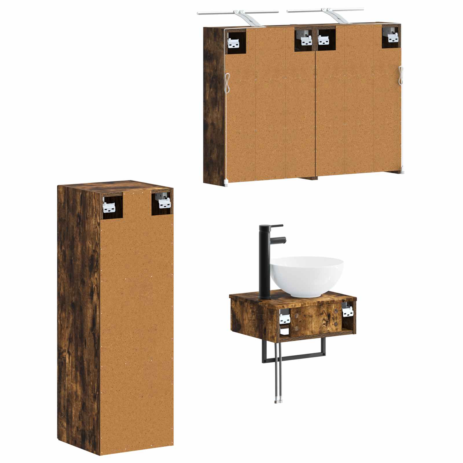 Комплект шкафове за баня 4 pcs Опушен дъб 43 x 16 x 62,5 см – изображение 3