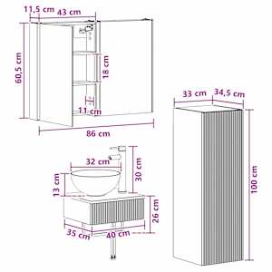 Sada koupelnových skříněk 4 pcs Bílá 43 x 11,5 x 60,5 cm - obrázek 11